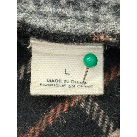 Anthropologie Moth Derry Plaid Jacket Hooded Cable Knit Sweater Wool Women Sz L - Picture 8 of 10